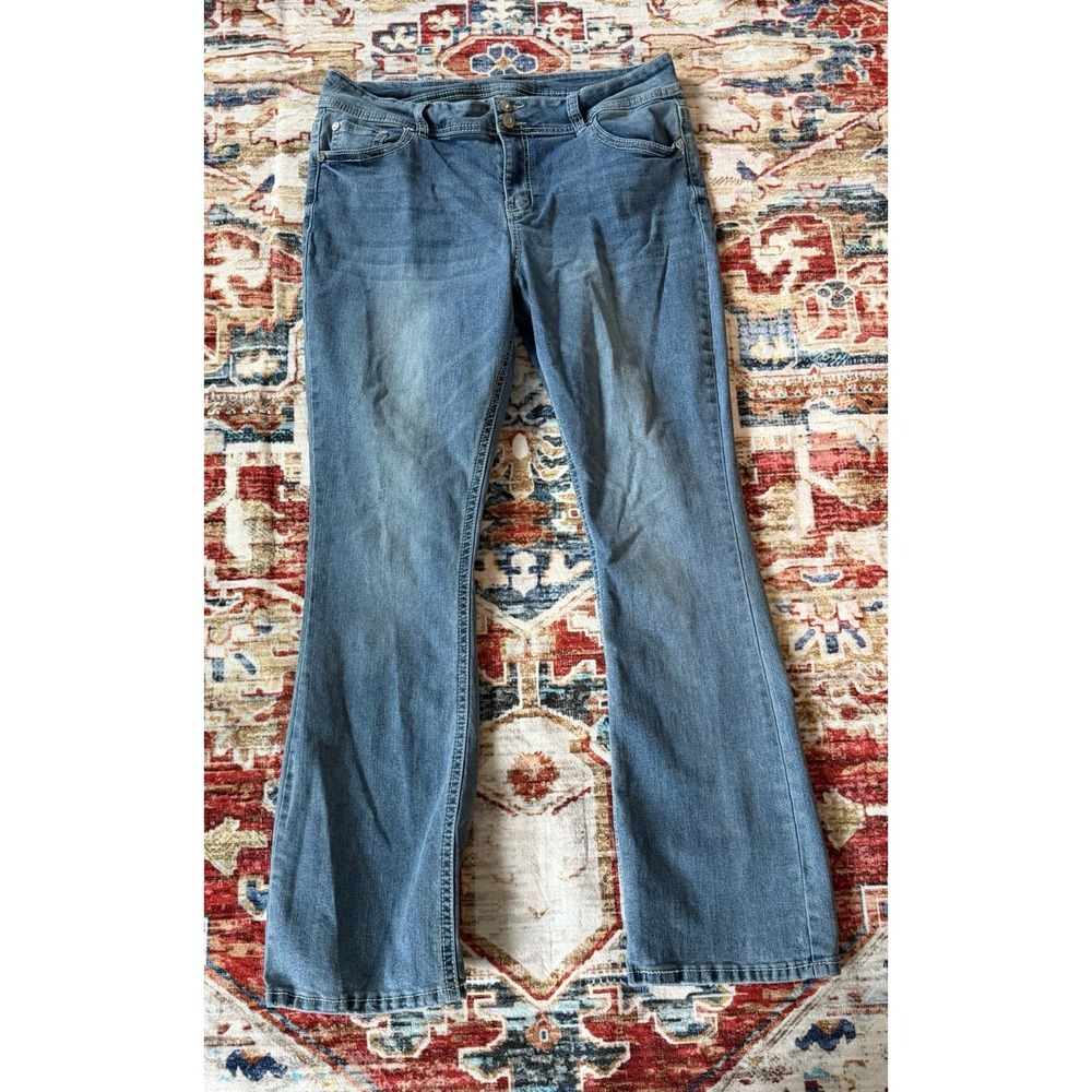 Gemma Rae Women's Jeans High Rise Flare Blue Denim Embellished Size 18W